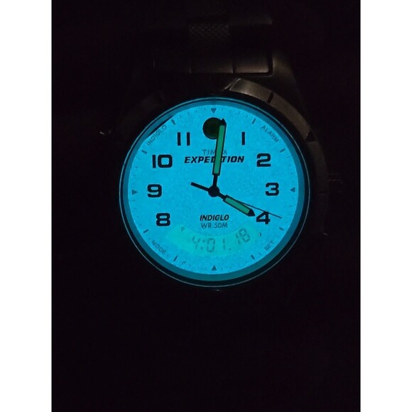 Vintage Timex Expedition Ana Digi Blue Dial Watch Indiglo 50M Alarm New Battery - Picture 14 of 14